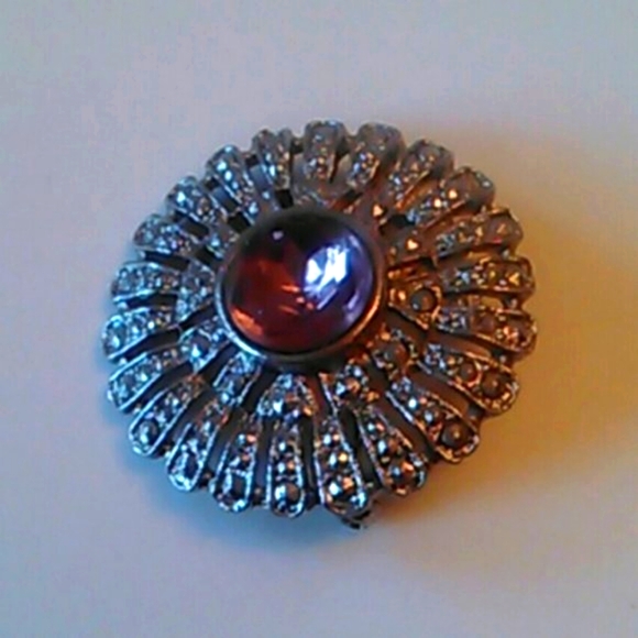 Vintage Jewelry - 🤎 Stunning Art Deco Inspired Vintage Faux Smoky Topaz & Marcasite Brooch